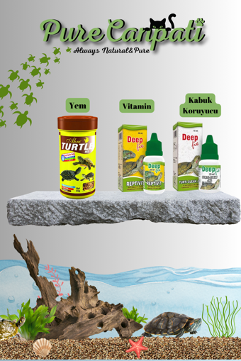 PureCanpati Kaplumbağa Yem ve Bakım Seti(Vitamin,Kabuk Koruyucu)