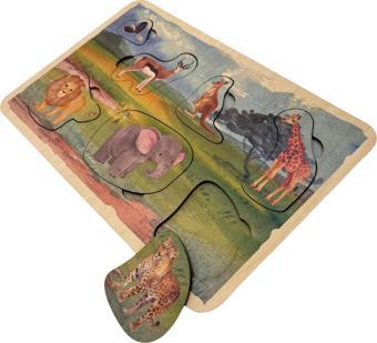 Vahşi Doğa, Ahşap Çocuk Puzzle, Yapboz, Renkli Safari Yapboz, Ahşap Puzzle, 7 Parça