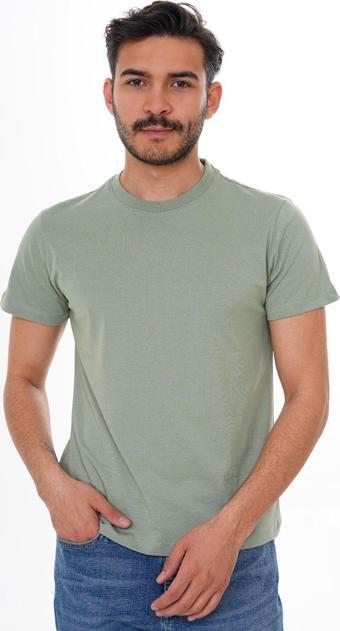 Basics&More Erkek %100 Pamuklu Mint Bisiklet Yaka Tişört Mint L