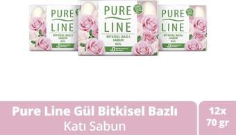 Pure Line Doğal Özler Ile Bitkisel Bazlı Sabun Gül 70 Gr X12