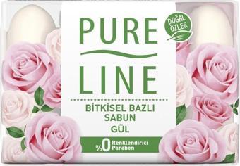 Pure Line Gül Doğal Özler Bitkisel Bazlı Sabun 4 X 70 Gr
