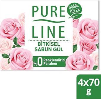 Pure Line Pureline Katı Sabun Bitkisel Gül Kokulu 4X70Gr El Sabunu