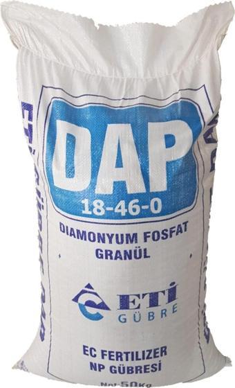 Gübre Dap Diamonyum Fosfat 18 46 0 Azot Fosfor Bitki Meyve Sebze Granül Np Taban Gübresi 50 kg