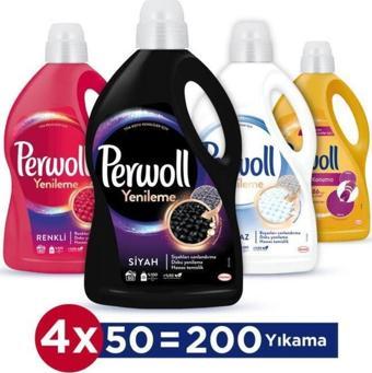 Perwoll Hassas Bakım Sıvı Çamaşır Deterjanı 4 X 3L(200 Yıkama)Siyah Renkli Bakım Onarım Beyaz