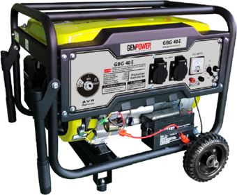 Genpower GBG 40 E Model 4 Kva Benzinli, İpli/Marşlı, Tekerlekli Monofaze (220 Volt) Portatif Jeneratör