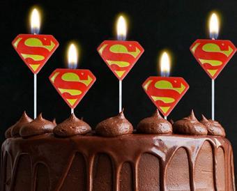 SUPERMAN BIRTHDAY CANDLE VIP KALİTE SÜPERMEN PASTA MUMU 5 ADET SÜPERMEN DOĞUM GÜNÜ MUMU SUPERMAN MUM