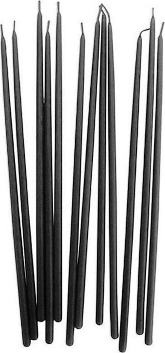 12 ADET SİYAH ARINMA MUMU SİYAH UZUN MUM SİYAH İNCE MUM SİYAH MUM CHURCH BLACK CANDLES SİYAH KİLİSE MUMU