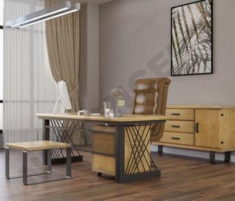 NTCollection Kain Doğal Ahşap Dörtlü Ofis ve Çalışma Odası Takımı - 240'lık Takım