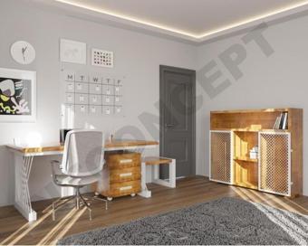 NTCollection Hell Doğal Ahşap Dörtlü Ofis ve Çalışma Odası - 120'lik Takım