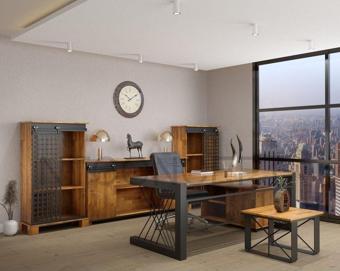 NTCollection Wien Doğal Ahşap Ofis Ve Çalışma Odası Takımı - 220'lık Takım