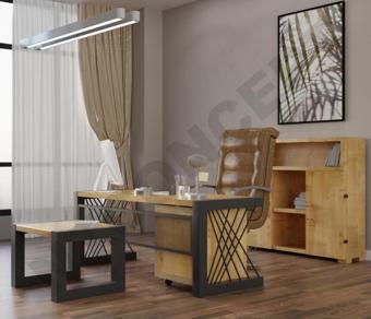 NTCollection Wenoxi Doğal Ahşap Dörtlü Ofis ve Çalışma Odası Takımı - 180'lık Takım