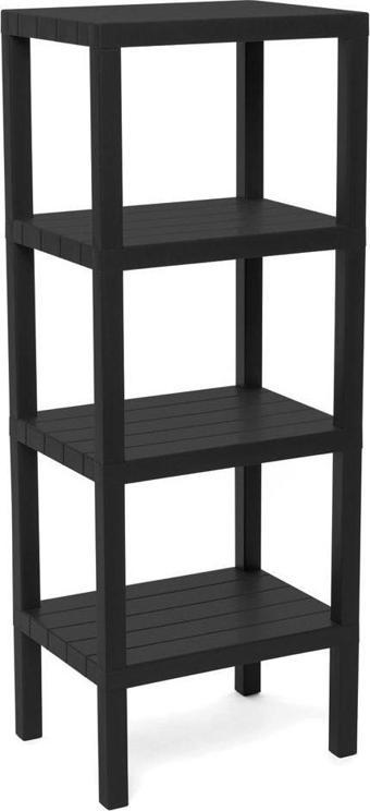 4 RAFLI - SİYAH MODÜLER ÜNİTE PLASTİK 38x29x100 cm-Findit