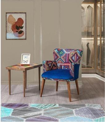 Mobilya Bazarı Bienville Mavi Çay Seti Tekli Koltuk - Berjer (Salon - Balkon - Ofis)