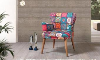 Piaevi Lina Patchwork Çay Seti Tekli Koltuk - Berjer (Salon - Balkon - Ofis)