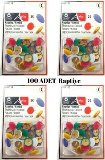 Öz-El Renkli Kaplama Raptiye Raptiye 100 Adet , Harita Çivisi, Pano Çivisi 800 154