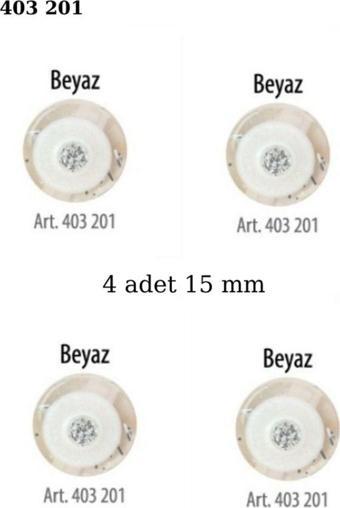Öz-El Simli Beyaz Renk 4 Adet 15 Mm Bebek Düğme, Bebek Kazak, Yelek, Gömlek Düğmesi 403 201