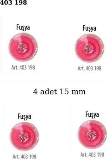 Öz-El Simli Fuşya Renk 4 Adet 15 Mm Bebek Düğme, Bebek Kazak, Yelek, Gömlek Düğmesi 403 198