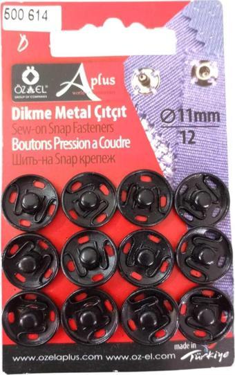 Öz-El Siyah Dikme Metal Çıtçıt Seti 12Adet 11Mm 500 614