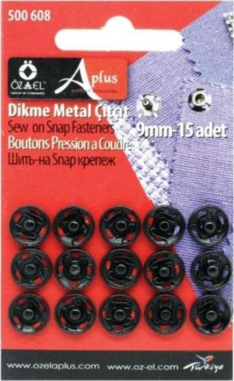 Öz-El Siyah Dikme Metal Çıtçıt Seti Siyah 12 Adet 9 Mm 500 608