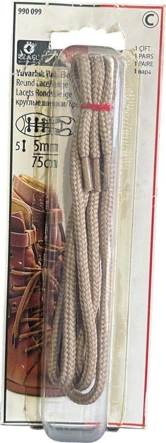 Öz-El Kremrengi 5 Mm 75 Cm Yuvarlak Ayakkabı Bağı, Bir Çift Ayakkabı Bağcığı, Bot Bağcığı 990 099