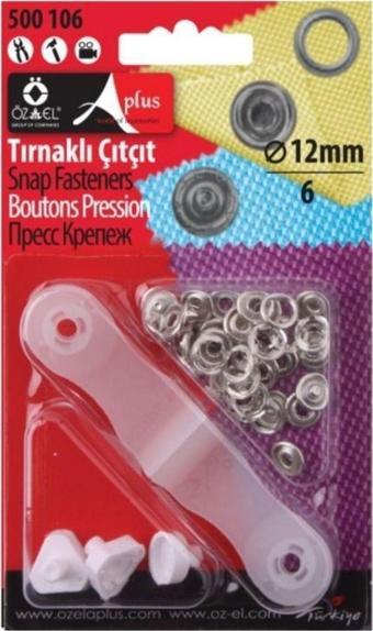 Öz-El Tırnaklı Çıtçıt Seti Yapım Aparatı, 12 Mm 6 Adet  Sedef Kapak Tırnaklı Klikıt Çıtçıt 500 106
