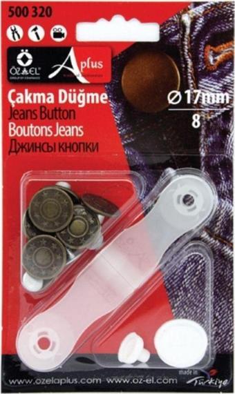 Öz-El Yıldız Baskılı Metal Çakma Düğme Seti 17 Mm 8 Adet Çakma Düğme Aparatı Seti 500 320