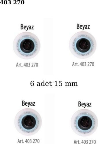 Öz-El Beyaz Renk Nazar Boncuklu Simli 6 Adet 15 Mm Bebek Düğme, Bebek Kazak, Yelek, Gömlek Düğmesi 403 270