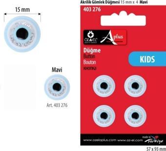 Öz-El Mavi Renk Nazar Boncuklu Simli 6 Adet 15 Mm Bebek Düğme, Bebek Kazak, Yelek, Gömlek Düğmesi 403 276