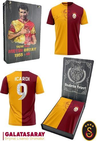 Galatasaray Orijinal Lisanslı İcardi Taraftar T-Shirt Metin Oktay Baskılı Hediyelik Ahşap Kutulu