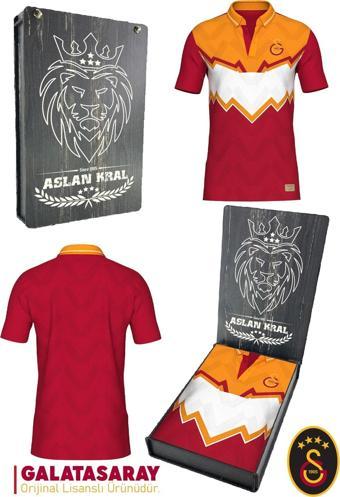 Galatasaray Orijinal Lisanslı Okan Buruk Desing Polo Yaka T-Shirt Hediyelik Ahşap Kutulu