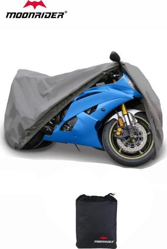 Moonrıder Gri Motosiklet Branda Su Geçirmez Alt Lastikli Topcase Çanta Uyumlu 2.5 Metre  Motorsiklet Brandası