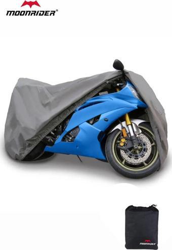 Moonrıder Premium Gri Motosiklet Branda Su Geçirmez Alt Lastikli 400Cc Altı Motorsiklet Çadırı Topcase Uyumlu