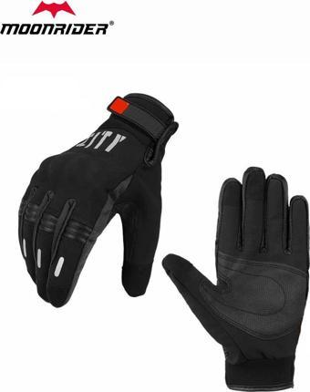 Moonrıder Motosiklet Eldiveni Motorcu Korumalı Dokunmatik Reflektörlü Softshell Motorsiklet Eldiveni Nx-4