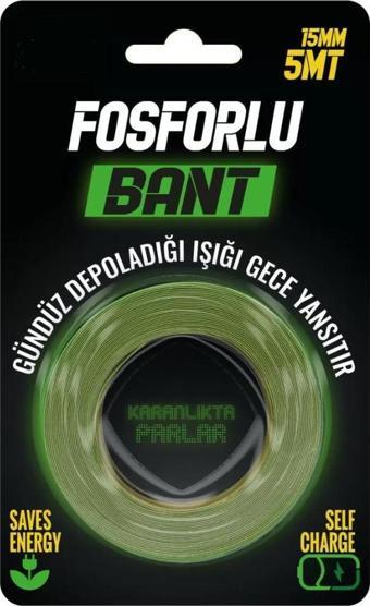 Yapışkanlı Fosforlu Bant 15mm X 5mt 