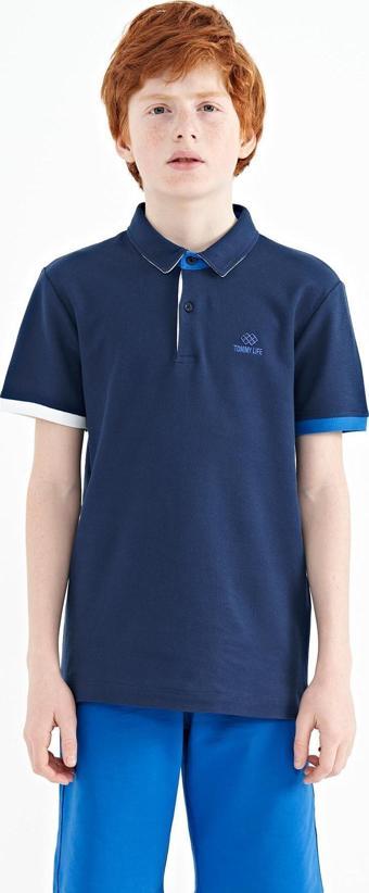 İndigo Logo Nakışlı Standart Kalıp Polo Yaka Erkek Çocuk T-Shirt - 11083