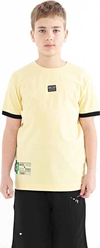 Sarı Baskılı Standart Kalıp O Yaka Erkek Çocuk T-Shirt - 11097