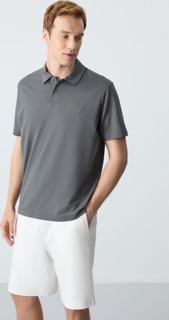 Çağla Basic Logolu Standart Kalıp Triko Polo Yaka Erkek T-Shirt - 87748