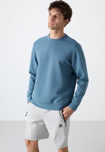 Orman Yeşili Basic O Yaka Rahat Form Erkek Sweatshirt - 88053