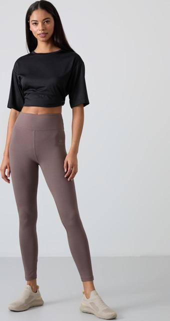 Kahverengi Yüksek Bel Toparlayıcı Slim Fit Dar Paça Kadın Tayt - 94011