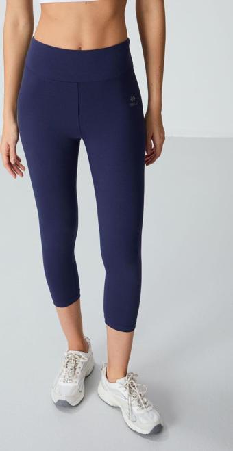 İndigo Yüksek Bel Slim Fit Dar Paça Kadın Kapri Tayt - 93097