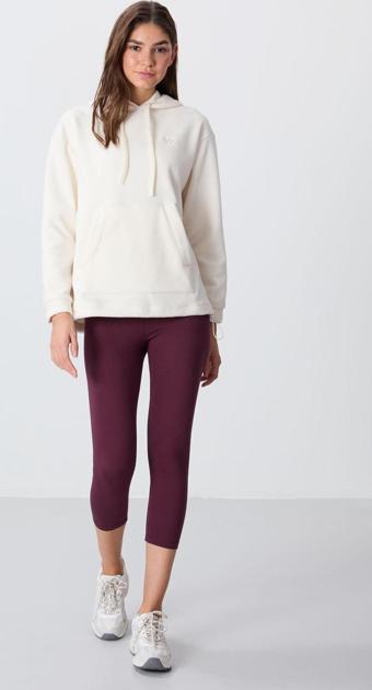 Bordo Yüksek Bel Slim Fit Dar Paça Kadın Kapri Tayt - 93097