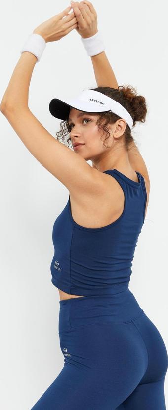 İndigo Sıfır Kol Dar Kalıp O Yaka Kadın Crop Top Atlet - 97148