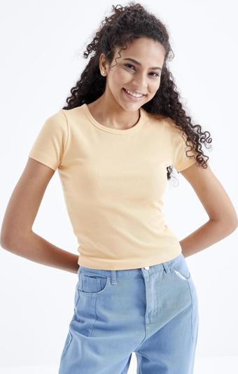 Kavun Içi Basic Kısa Kol O Yaka Kadın T-Shirt - 97202