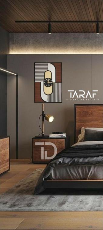 Taraf Dekorasyon Pisatto 41X58 Dekoratif Asimetrik Tablo Lazer Duvar Saati 55 x 55 cm
