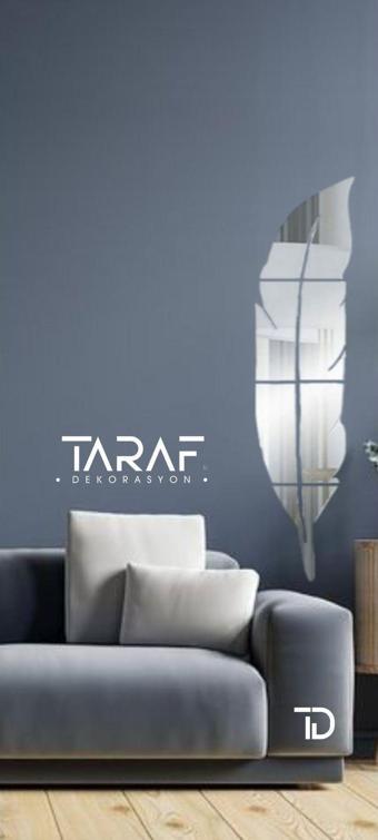 Taraf Dekorasyon Tüy Figürlü Dekoratif Silver-Gümüş Pleksi Ayna 20 x 80 cm