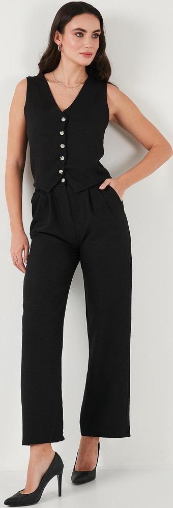 Lela Regular Fit Bol Paça Yelekli Bayan Takım 67045162S4 SİYAH