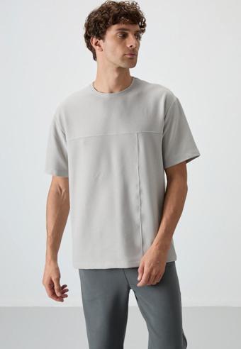 Taş Waffle İnterlok Yüzeyi Dokulu Oversize Fit Basic Erkek T-Shirt - 88380