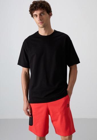 Siyah Pamuklu Kalın Yumuşak Dokulu Oversize Fit Basic Erkek T-Shirt - 88349
