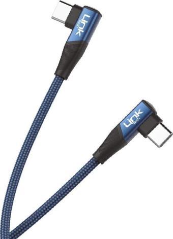 Linktech K595 Safe 60W Type-C - Type-C 90 Derece Data/Şarj Kablosu 1.5mt