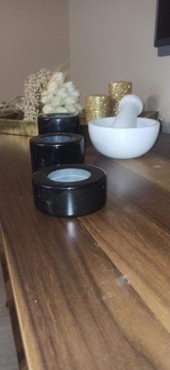 Marbletrend 3'Lü Mermer Mumluk Taurus Black Elegant Seri